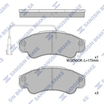 Колодки гальмівні передні Citroen Jumper (02-), Fiat Ducato (02-), Peugeot Boxer (02-) HI-Q Hi-Q (SANGSIN) SP4033 (фото 1)