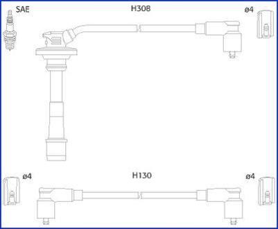 Комплект високовольтних проводів TOYOTA Avensis "97-00 HU134562 HITACHI 134562 (фото 1)