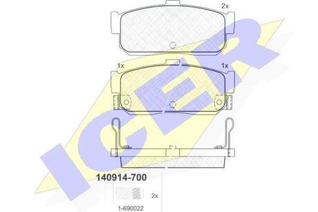 Комплект тормозных колодок (дисковых).) ICER 140914-700
