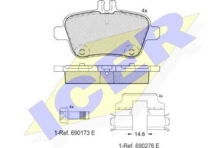 Гальмівні колодки задні Mercedes A-Class (W176)/B-Class (W246) ICER 182039