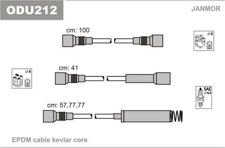 Провода в/в Opel Omega 1,8/2,0 штыревая крышка Janmor ODU212 (фото 1)