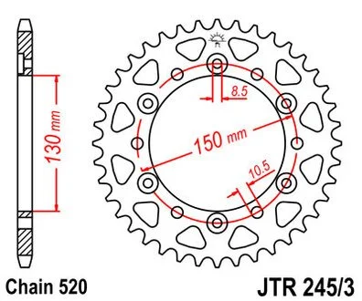 Звезда задняя JT JT MOTO JTR245/3.43