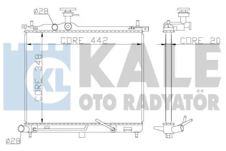 Радиатор охлаждения двигателя (паяный) Hyundai i10 (07-) 1.1i OTO Kale 341970