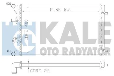 Радіатор охолодження двигуна (паяний) Audi A3 (97-)/Seat Leon (99-)/Skoda Octavia I (97-)/VW Bora (99-), Golf IV (98-) OTO RADYATOR Kale 366400 (фото 1)