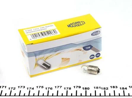 Автолампа T3W BA9s 3 W прозора MAGNETI MARELLI 002893200000