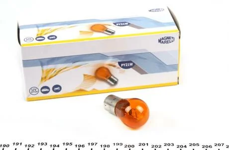Автолампа PY21W BAU15s 21 W оранжева MAGNETI MARELLI 008507100000
