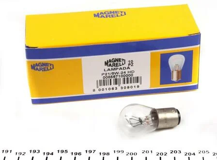 Автолампа Heavy Duty P21/5W BAY15d 5W 21W прозора MAGNETI MARELLI 008567100000