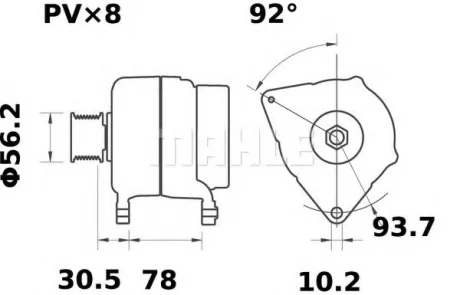 Генератор (14В, 95А, новий із заставою), JCB 3CX, 3CX-2, 3CX-4, 3CXC, 3CXS, 3CXT, 4CN, 4CN-4, 4CS, 4 MAHLE / KNECHT MG23
