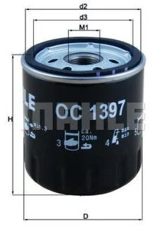 Масляний фільтр MAHLE / KNECHT OC1397