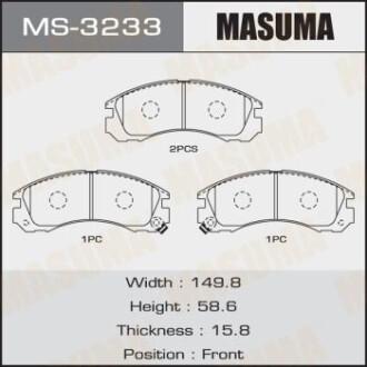 Колодка тормозная передняя Mitsubishi L200 (00-08), Lancer (08-12), Pajero Sport MASUMA MS3233