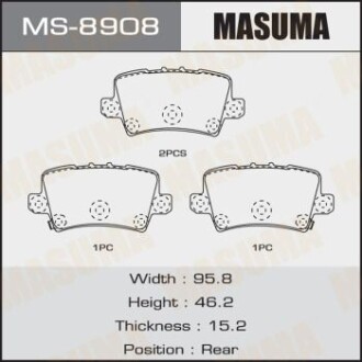 Колодка тормозная задняя Honda Civic (06-12) MASUMA MS8908