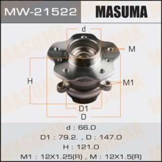 Ступица колеса заднего в сборе с подшипником Nissan Qashqai (13-) 2WD (с ABS) MASUMA MW21522