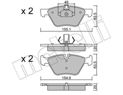 Комплект тормозных колодок из 4 шт. дисков Metelli 22-0557-0 (фото 1)