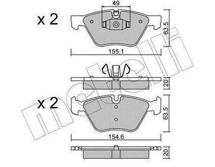 Комплект тормозных колодок (дисковых).) Metelli 22-0557-5 (фото 1)