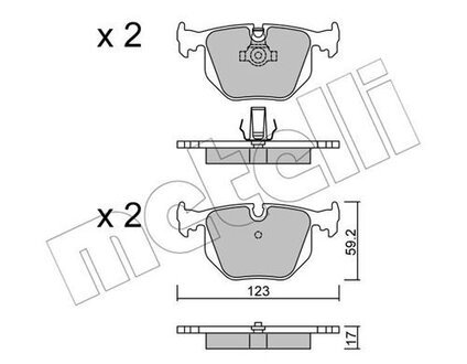 Комплект тормозных колодок из 4 шт. дисков Metelli 22-0560-0 (фото 1)