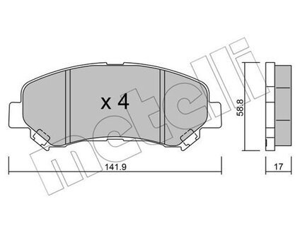 Комплект тормозных колодок из 4 шт. дисков Metelli 22-0792-0 (фото 1)