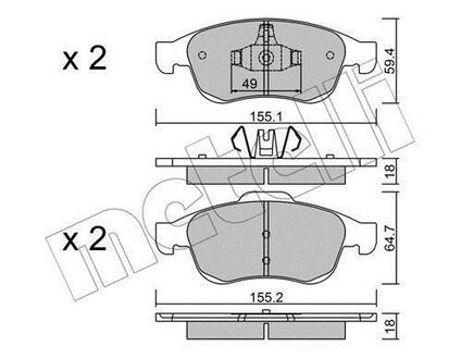 Комплект тормозных колодок из 4 шт. дисков Metelli 22-0817-0 (фото 1)