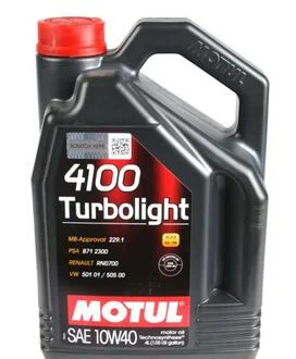 Масло моторное Motul 4100 Turbolight 10W-40 (4 л) MOTUL 387607