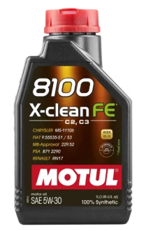 Олива моторна 100% синтетична д/авто /8100 X-CLEAN FE SAE 5W30 (1L)/112771 MOTUL 814101