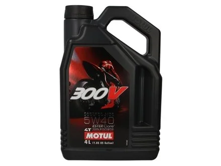 Олива для 4-х тактних двигунів 100% синтетична естерова /300V 4T FACTORY LINE ROAD RACING SAE 5W40 (4L)/104115 MOTUL 836041
