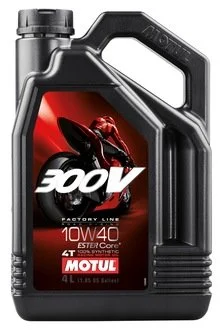 Олива для 4-х тактних двигунів 100% синтетична естерова 300V 4T Factory Line Road Racing SAE 10W40 (4L) MOTUL 836141