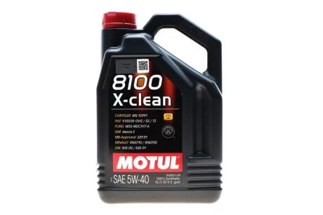 Олива моторна 100% синтетична д/авто /8100 X-CLEAN SAE 5W40 (5L)/102051 MOTUL 843451