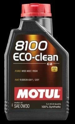 Масло Motul 8100 ECO-clean SAE 0W30 1L (ACEA C2 FIAT 955535-DS1/955535-GS1 FORD WSS M2C 950A) MOTUL MOTUL 8100 ECO-CLEAN SAE 0W30 1L/102888/ (фото 1)