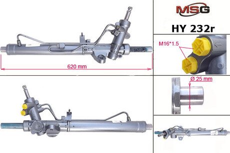 Рульова рейка з ГПК відновлена HYUNDAI Accent RB 10-18, Solaris RB 11-17; KIA Rio QB/UB 11-17 MSG HY232R