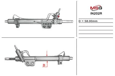 Рульова рейка з ГПК відновлена Nissan Pathfinder R51 04-14, Nissan Navara 05-15 MSG IN202R