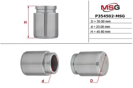 Поршень гальмівного супорту PEUGEOT 4008 12-17; NISSAN Qashqai 07-14, Juke 10-19; MITSUBISHI Lancer X 07-, ASX 10-23; CITROEN C4 AirCross 12-17; JEEP Compass 06-16, Patriot 06-16; SUBARU Impreza 92-01; DODGE Caliber 06-12, Avenger 10-14; CHRYSLER Seb MSG P354502-MSG