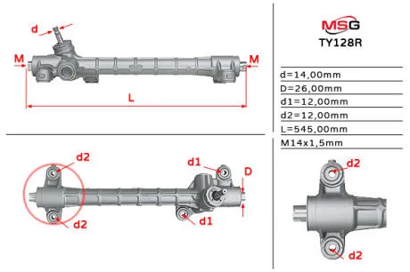 Рульова рейка без ГУР відновлена Toyota Prius 03-09 MSG TY128R