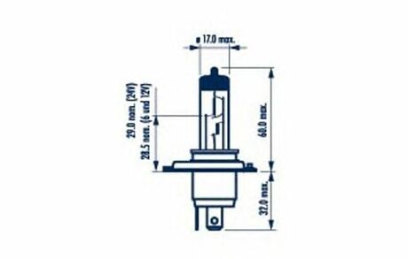 Лампа розжарювання H4 12V 60/55W P43t STANDARD blister 1шт NARVA 48881B1