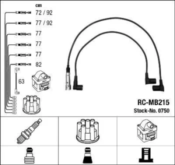 Комплект проводів запалювання MERCEDES S (C126), S (W126), SL (R107) 41-55 1072-0691 NGK 0750