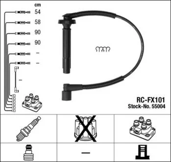 Комплект високовольтних проводів / RC-FX101 NGK 55004