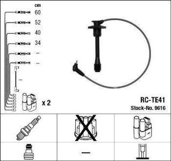 К-кт проводiв (RC-TE41) TOYOTA Carina/Corolla/Paseo/Starlet "1,3-1,6 "92-99 NGK9616 NGK 9616