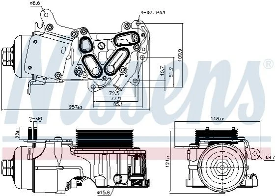 Радіатор масляний з корпусом масляного фільтра NISSENS 91124 (фото 1)