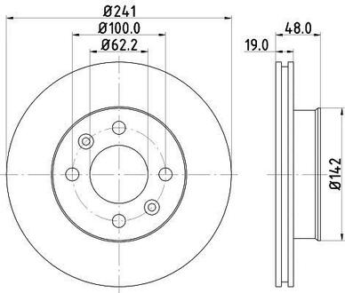 Диск гальмівний передній Hyundai Getz 1.1, 1.3, 1.5, 1.6 (02-05) NISSHINBO ND6017 (фото 1)
