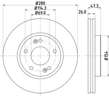 Диск гальмівний передний Hyundai i30, Tucson/Kia Carens, Ceed, Cerato 16, 20 (10-) NISSH NISSHINBO ND6037K