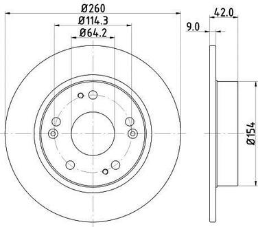 Диск тормозной задний Honda Civic 1.4, 1.6, 1.8, 2.0 (05-) NISSHINBO ND8003K