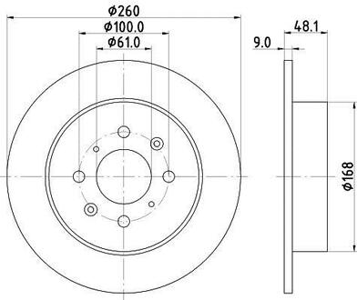 Диск тормозной задний Honda Civic 1.4, 1.5, 1.6, 1.7 (98-05) NISSHINBO ND8009K (фото 1)