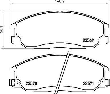 Колодки гальмівні дискові передні Hyundai Santa Fe 01-06)/Ssang Yong Actyon, Kyron, Rexton 2.0, 2.4, 2.7 (05-) NISSHINBO NP6007