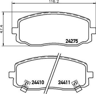 Колодки тормозные дисковые передние Hyundai i10/Kia Picanto 1.0, 1.1 (07-) NISSHINBO NP6024 (фото 1)