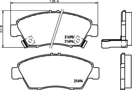 Колодки тормозные дисковые передние Honda Civic 1.5, 1.6 (94-01) NISSHINBO NP8005 (фото 1)