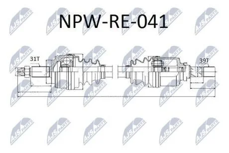 Піввісь ліва Renault Master 23dCi 10- (L:743/A:31/D:39) NTY NPW-RE-041