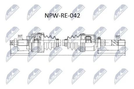 Піввісь права Renault Master 23dCi 10- (L:1074/A:31/D:39) NTY NPW-RE-042