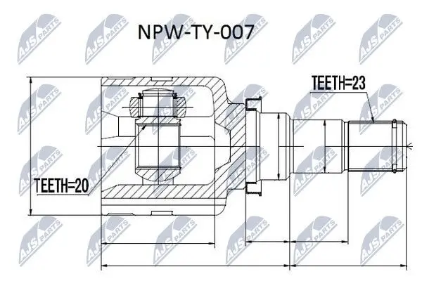 Внутрішній шрус volvo xc60 2.0t 20082013 атм powershift mps6, 36011453 NTY NPWTY007 (фото 1)