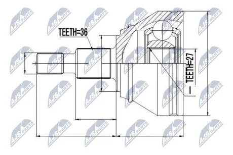 ШАРНІР РІВНИХ КУТОВИХ ШВИДКОСТЕЙ | VW GOLF IV 1.9TDI 115HP 98-, 150HP 00-, BORA 1.9TDI 115HP 98-, AUDI A3 NTY NPZVW028