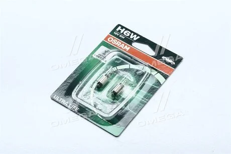 Автолампа Ultra Life H6W BAX9s 6 W прозрачная OSRAM 64132ULT02B