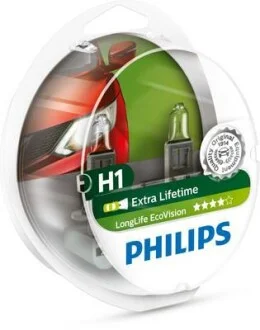 Лампа накалу H1 12V 55W P14,5s LongerLife Ecovision PHILIPS 12258LLECOS2