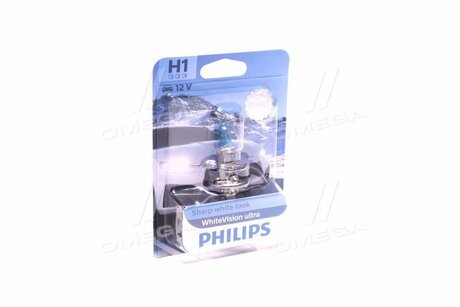 Автолампа WhiteVision Ultra H1 P14,5s 55 W світло-блакитна PHILIPS 12258WVUB1